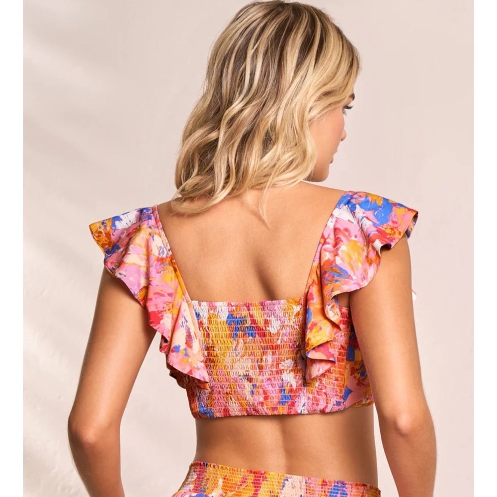 Maaji Womens Supernova Peplum Beachwear Crop Top Floral Ruffle Crop Top — image 3 of 8